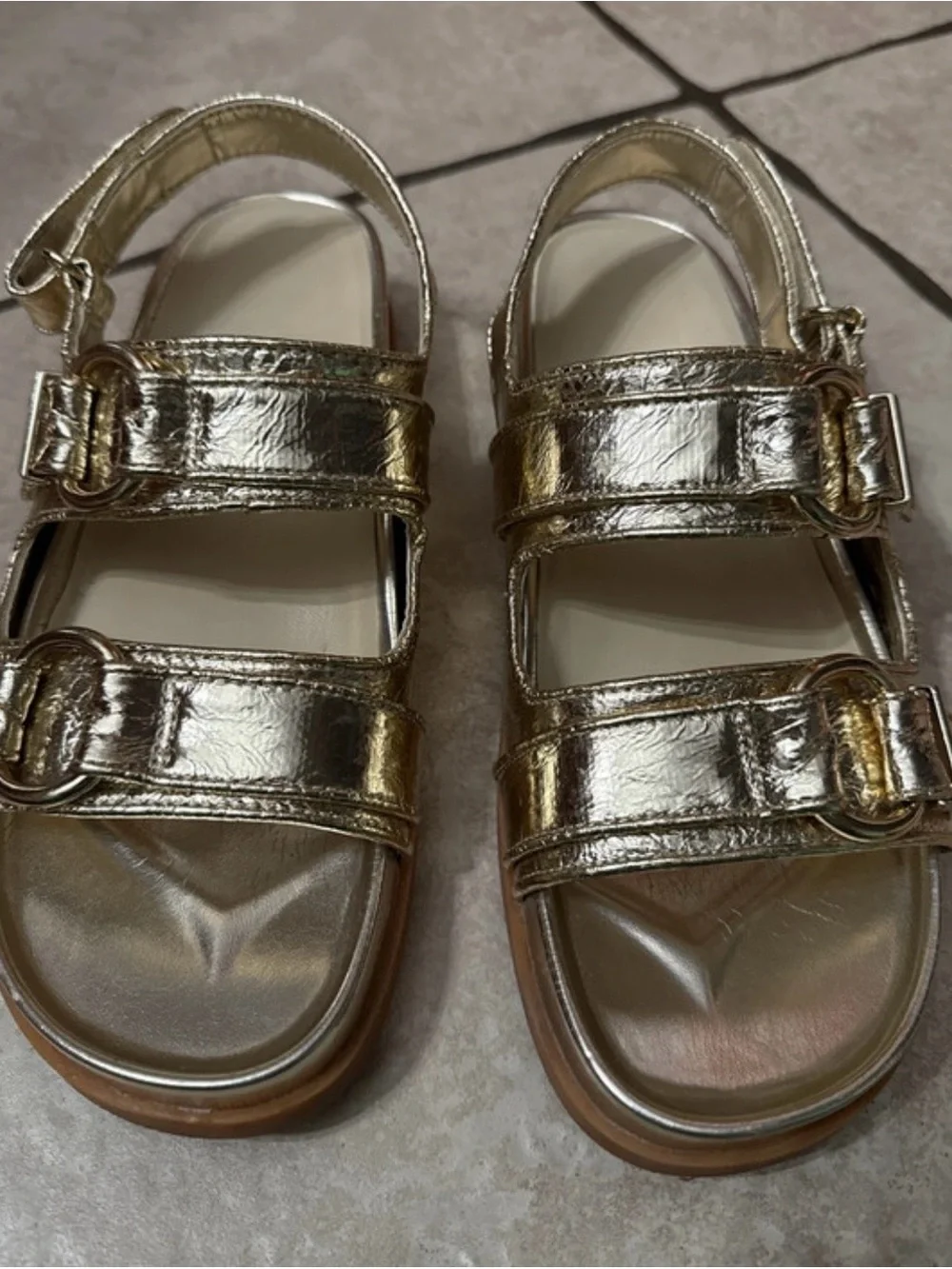 Dolce Vita Metallic Gold Double-Strap Sandals